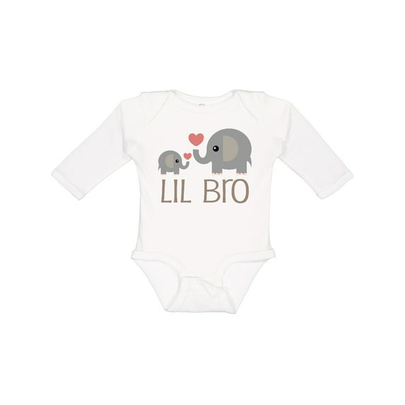 Inktastic Lil Bro Matching Elephant Boys Long Sleeve Baby Bodysuit