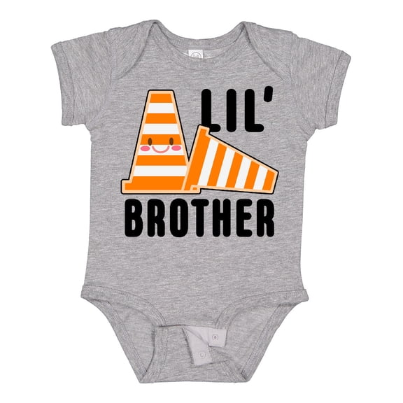 Inktastic Lil Brother with Construction Cones Boys Baby Bodysuit
