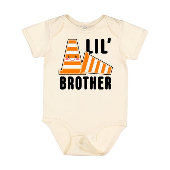 Inktastic Lil Brother with Construction Cones Boys Baby Bodysuit