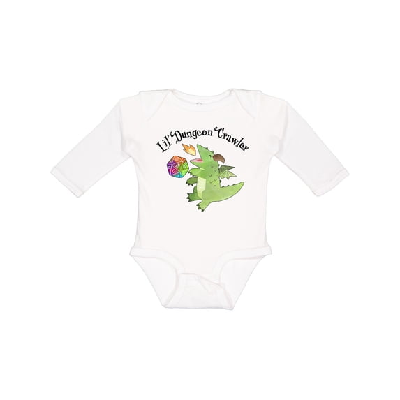 Inktastic Lil' Dungeon Crawler Cute Dragon Boys or Girls Long Sleeve Baby Bodysuit