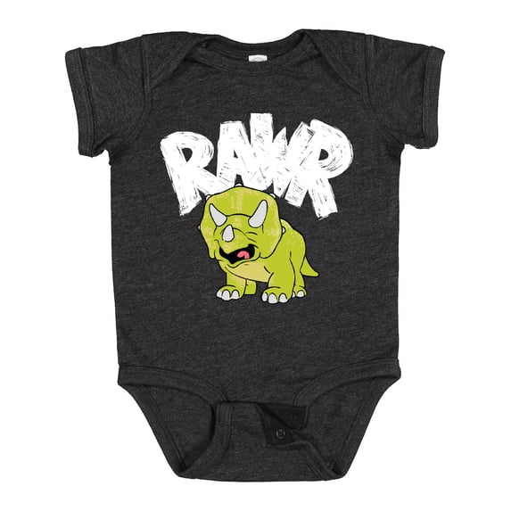 Inktastic Lil' Green Triceratops Rawr Boys or Girls Baby Bodysuit