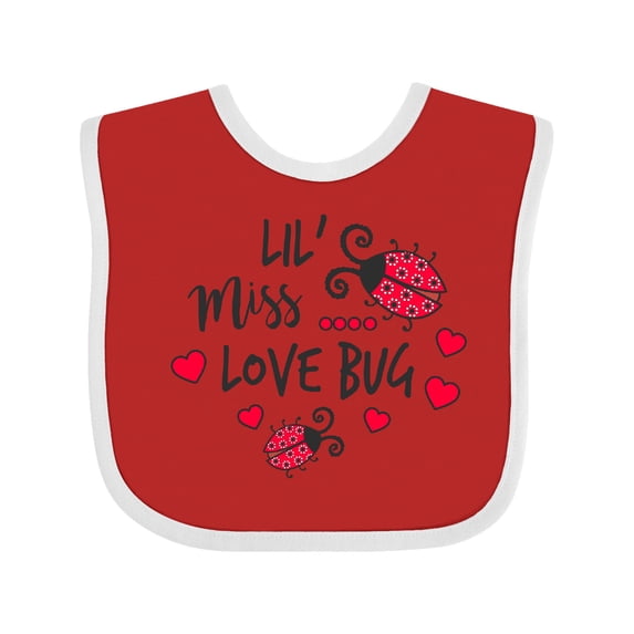 Inktastic Lil Miss Love Bug with Lady Bug and Hearts Girls Baby Bib