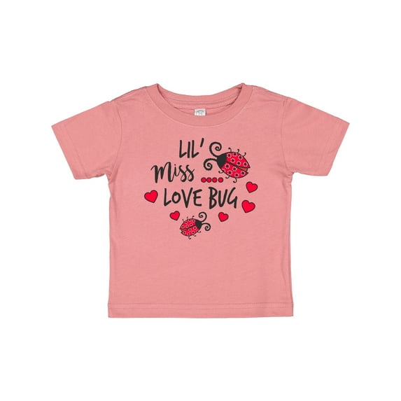 Inktastic Lil Miss Love Bug with Lady Bug and Hearts Girls Baby T-Shirt