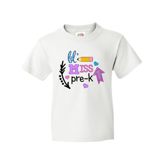 Inktastic Lil Miss Pre K with Arrows and Hearts Youth T-Shirt