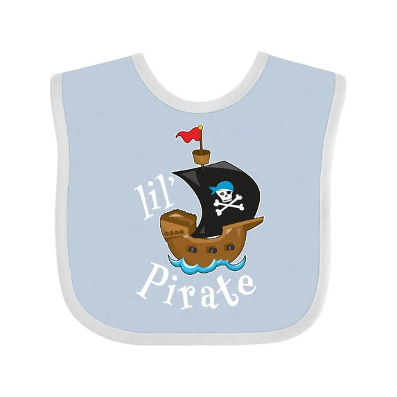 Inktastic Lil' Pirate Pirate Ship, Blue Bandana Boys or Girls Baby Bib
