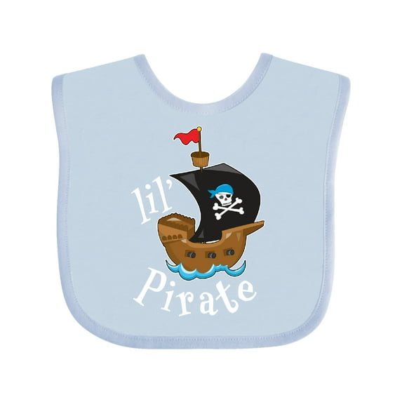 Inktastic Lil' Pirate Pirate Ship, Blue Bandana Boys or Girls Baby Bib