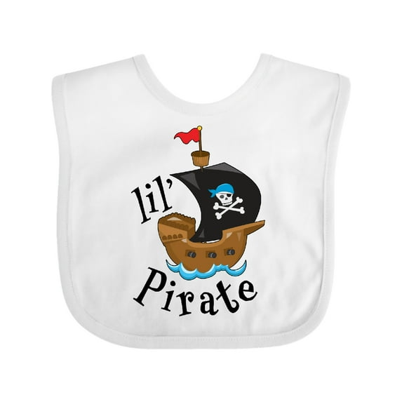 Inktastic Lil' Pirate Pirate Ship, Blue Bandana Boys or Girls Baby Bib