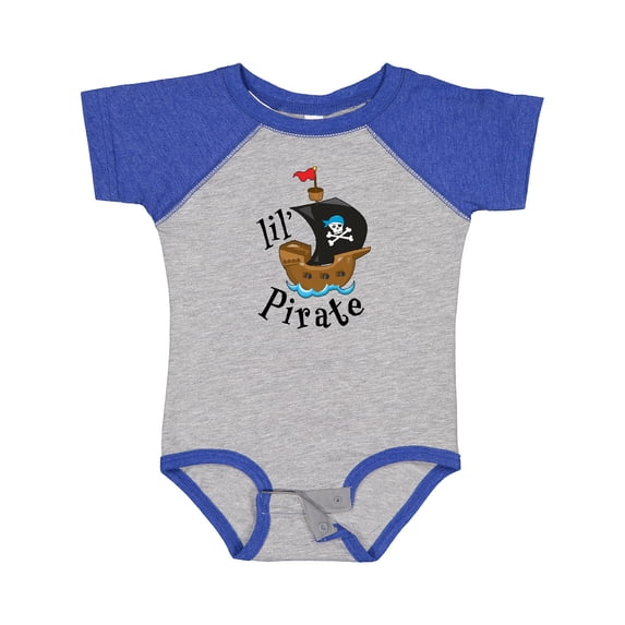 Inktastic Lil' Pirate Pirate Ship, Blue Bandana Boys or Girls Baby Bodysuit