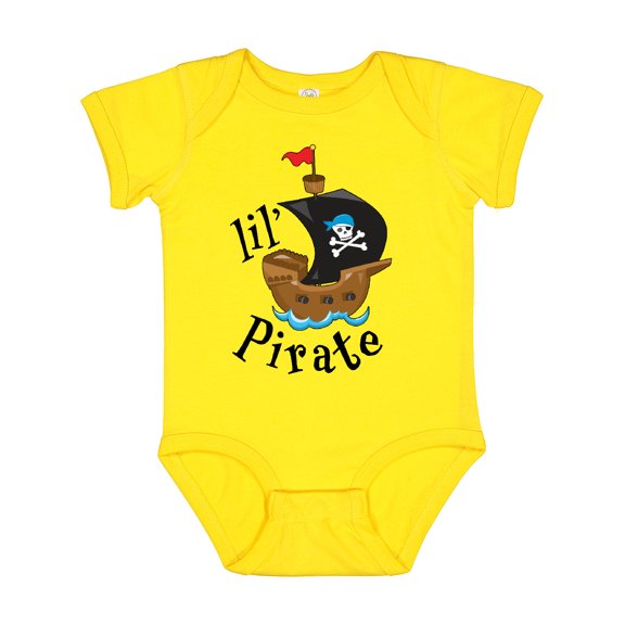 Inktastic Lil' Pirate Pirate Ship, Blue Bandana Boys or Girls Baby Bodysuit