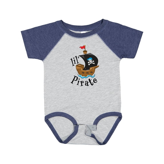 Inktastic Lil' Pirate Pirate Ship, Blue Bandana Boys or Girls Baby Bodysuit