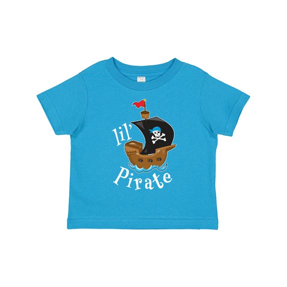 Inktastic Lil' Pirate Pirate Ship, Blue Bandana Boys or Girls Toddler T-Shirt