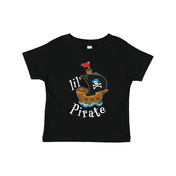 Inktastic Lil' Pirate Pirate Ship, Blue Bandana Boys or Girls Toddler T-Shirt
