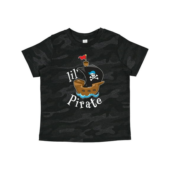 Inktastic Lil' Pirate Pirate Ship, Blue Bandana Boys or Girls Toddler T-Shirt