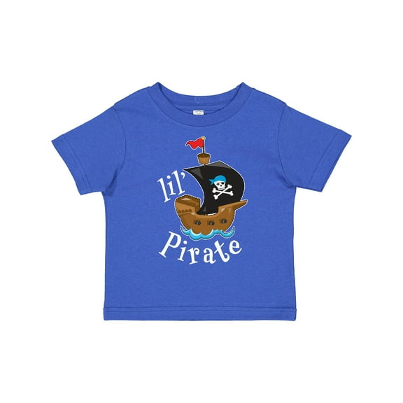 Inktastic Lil' Pirate Pirate Ship, Blue Bandana Boys or Girls Toddler T-Shirt