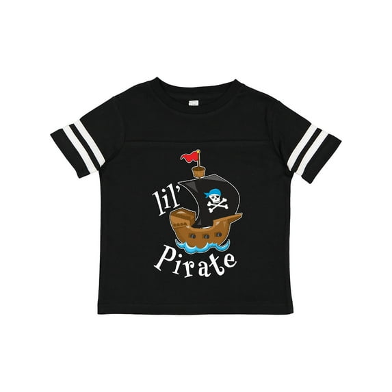 Inktastic Lil' Pirate Pirate Ship, Blue Bandana Boys or Girls Toddler T-Shirt