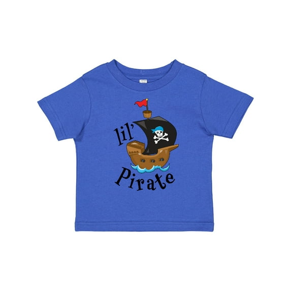 Inktastic Lil' Pirate Pirate Ship, Blue Bandana Boys or Girls Toddler T-Shirt