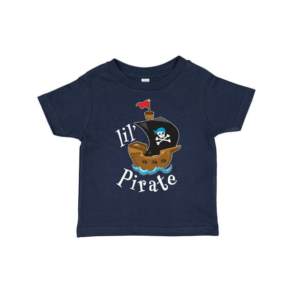 Inktastic Lil' Pirate Pirate Ship, Blue Bandana Boys or Girls Toddler T-Shirt
