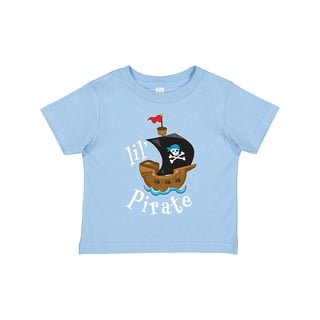 Inktastic Lil' Pirate Pirate Ship, Blue Bandana Boys or Girls Toddler T-Shirt