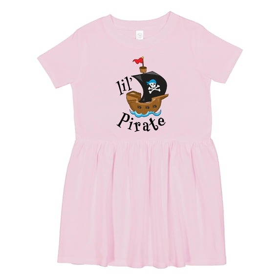 Inktastic Lil' Pirate Pirate Ship, Blue Bandana Girls Toddler Dress