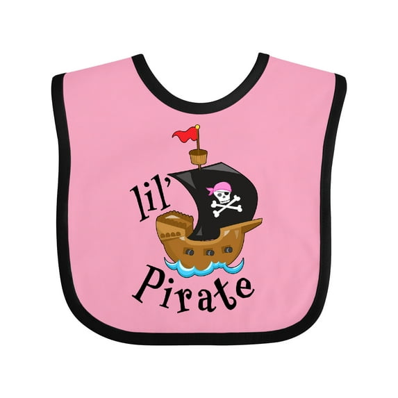 Inktastic Lil' Pirate Pirate Ship, Pink Bandana Boys or Girls Baby Bib