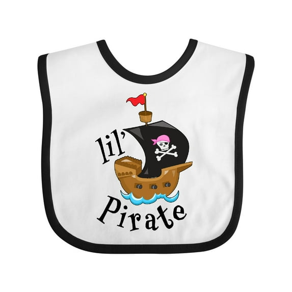 Inktastic Lil' Pirate Pirate Ship, Pink Bandana Boys or Girls Baby Bib