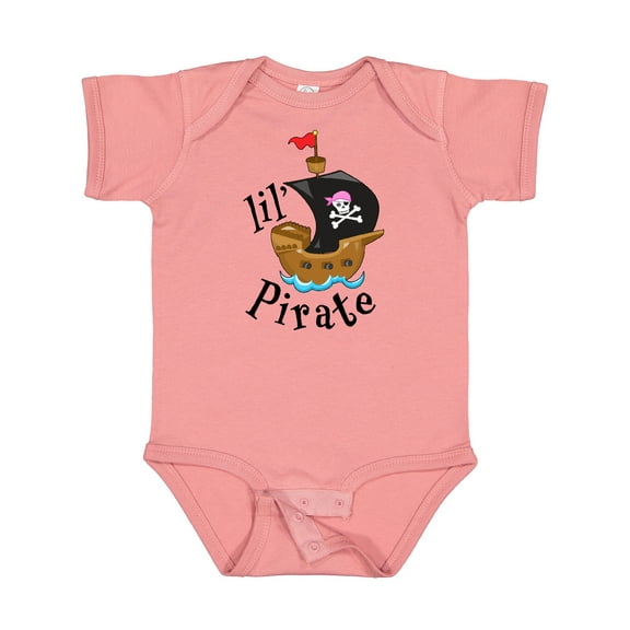 Inktastic Lil' Pirate Pirate Ship, Pink Bandana Boys or Girls Baby Bodysuit