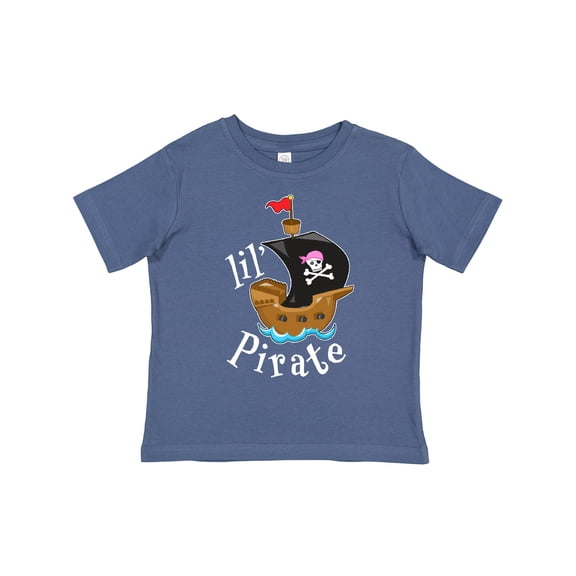 Inktastic Lil' Pirate Pirate Ship, Pink Bandana Boys or Girls Toddler T-Shirt