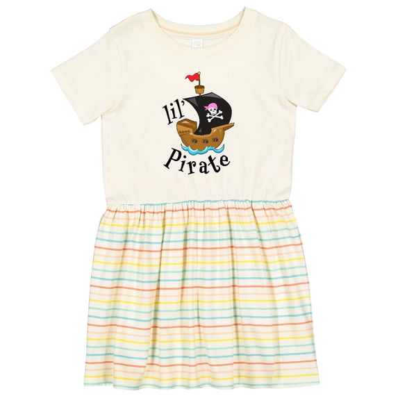 Inktastic Lil' Pirate Pirate Ship, Pink Bandana Girls Toddler Dress