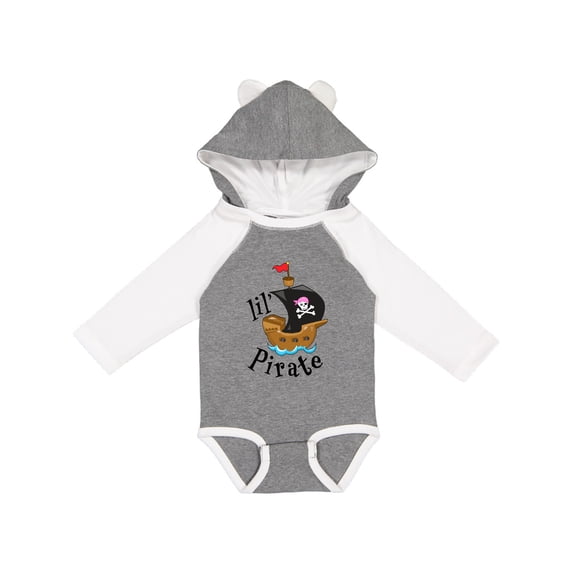 Inktastic Lil' Pirate pirate ship, pink bandana Boys or Girls Long Sleeve Baby Bodysuit