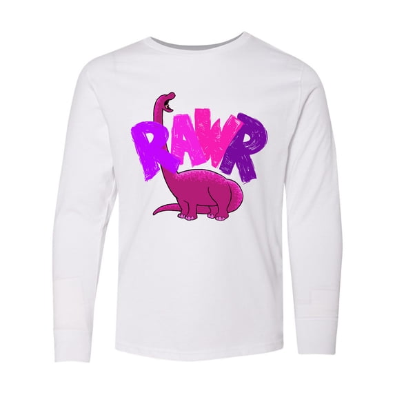Inktastic Lil' Purple Bronto Rawr Long Sleeve Youth T-Shirt