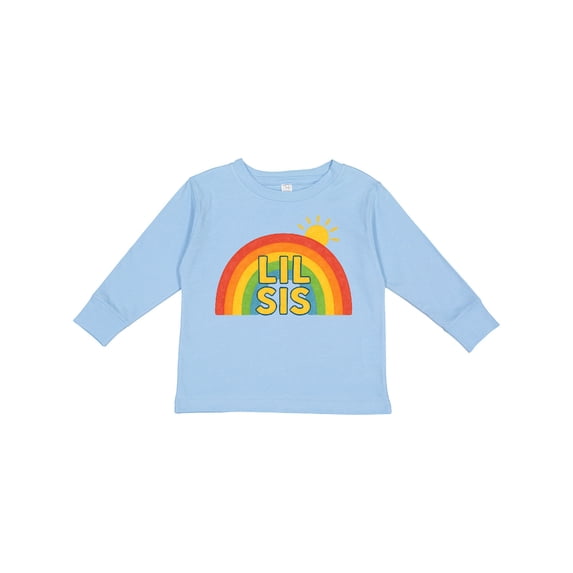 Inktastic Lil Sis Rainbow Sun Design Boys or Girls Long Sleeve Toddler T-Shirt