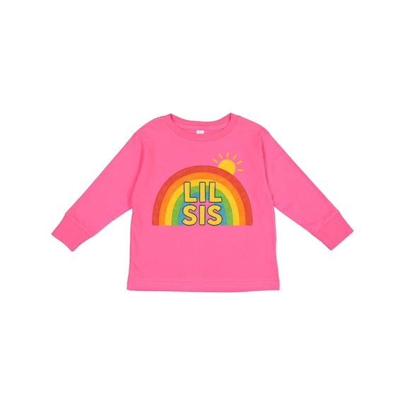 Inktastic Lil Sis Rainbow Sun Design Boys or Girls Long Sleeve Toddler T-Shirt