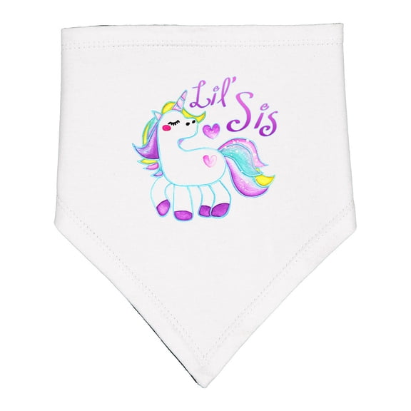 Inktastic Lil Sis Unicorn Little Sister Baby Bandana Bib