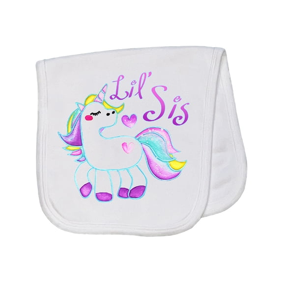 Inktastic Lil Sis Unicorn Little Sister Baby Burp Cloth