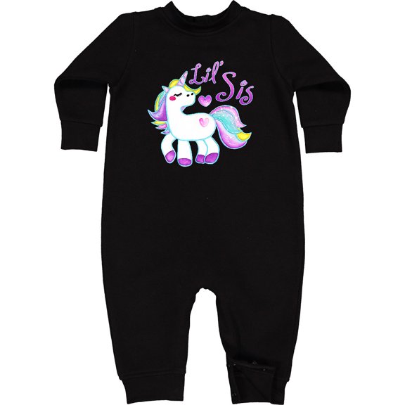 Inktastic Lil Sis Unicorn Little Sister Baby Fleece Romper