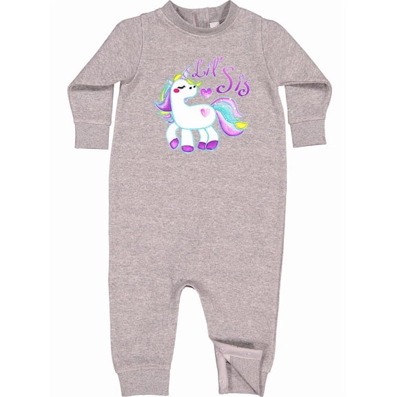 Inktastic Lil Sis Unicorn Little Sister Baby Fleece Romper