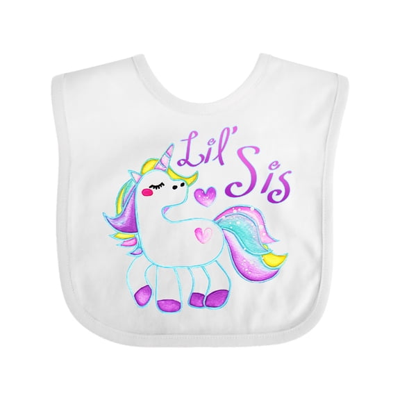 Inktastic Lil Sis Unicorn Little Sister Girls Baby Bib
