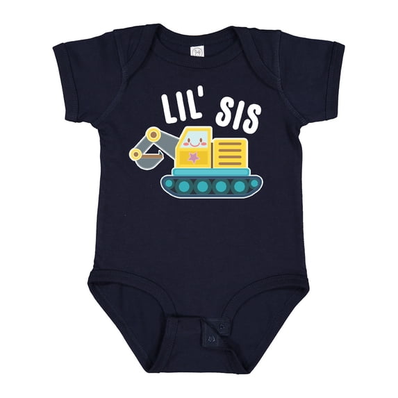 Inktastic Lil Sis in with Bulldozer Girls Baby Bodysuit