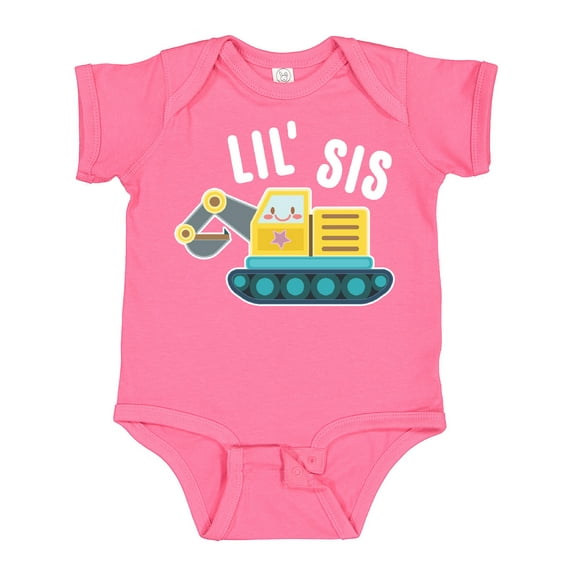 Inktastic Lil Sis in with Bulldozer Girls Baby Bodysuit