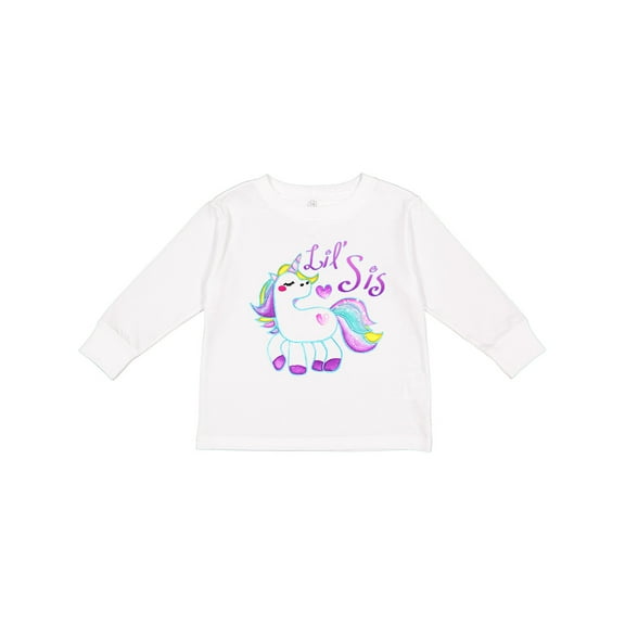 Inktastic Lil Sis unicorn- little sister Girls Long Sleeve Toddler T-Shirt
