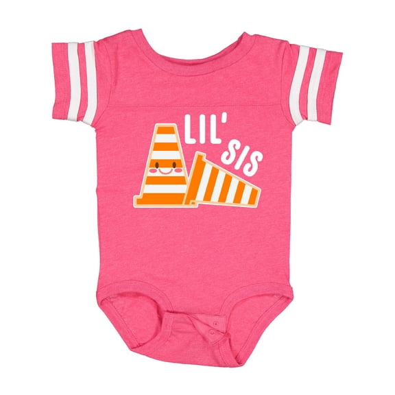 Inktastic Lil Sis with Construction Cones Girls Baby Bodysuit