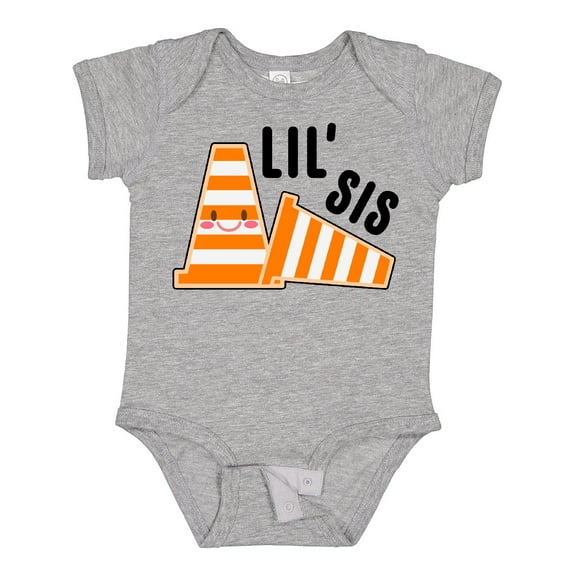 Inktastic Lil Sis with Construction Cones Girls Baby Bodysuit