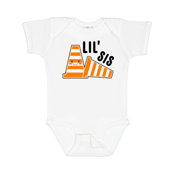 Inktastic Lil Sis with Construction Cones Girls Baby Bodysuit