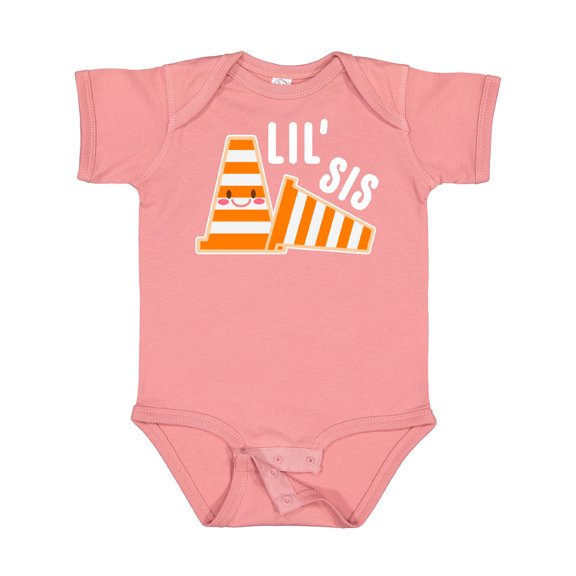 Inktastic Lil Sis with Construction Cones Girls Baby Bodysuit