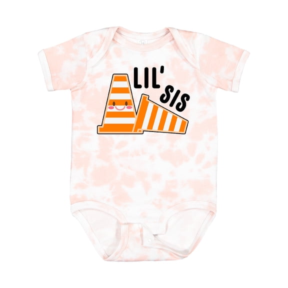 Inktastic Lil Sis with Construction Cones Girls Baby Bodysuit