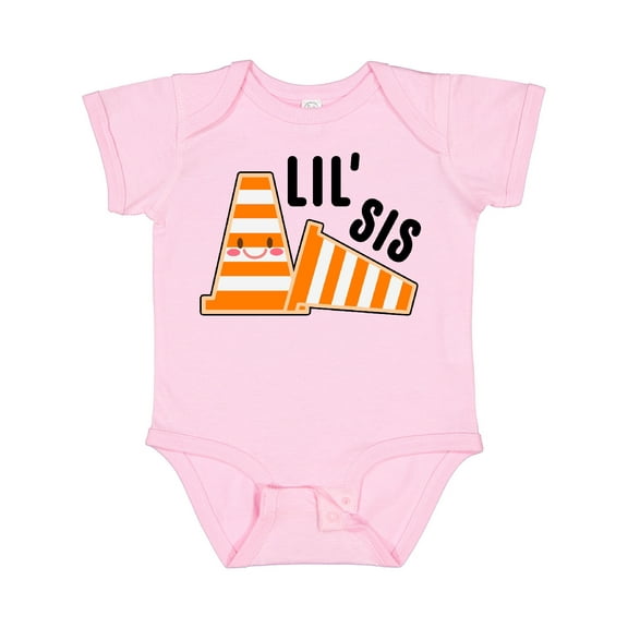 Inktastic Lil Sis with Construction Cones Girls Baby Bodysuit