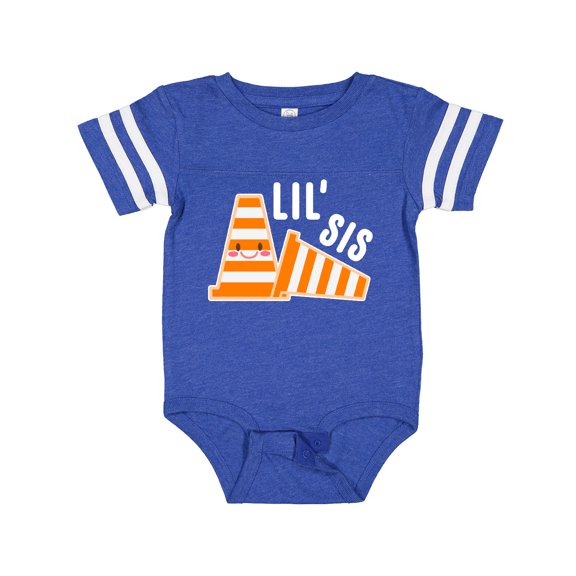Inktastic Lil Sis with Construction Cones Girls Baby Bodysuit