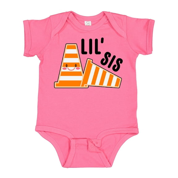 Inktastic Lil Sis with Construction Cones Girls Baby Bodysuit