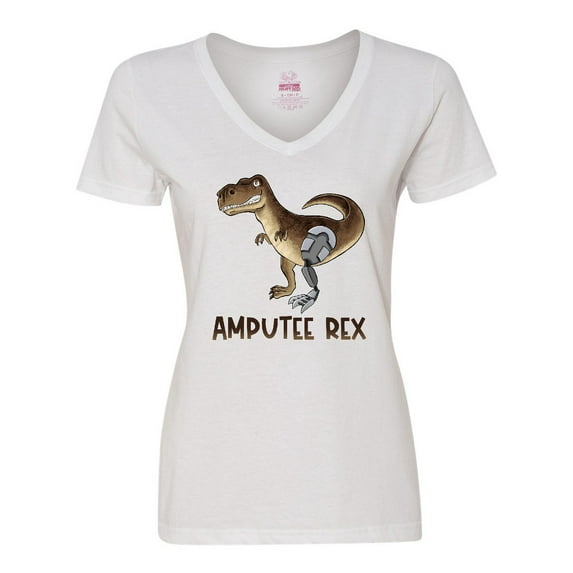 Inktastic Limb Loss Awareness Amputee Rex with Prosthetic Leg Women's V-Neck T-Shirt