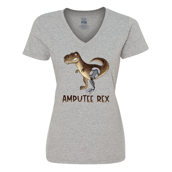 Inktastic Limb Loss Awareness Amputee Rex with Prosthetic Leg Women's V-Neck T-Shirt